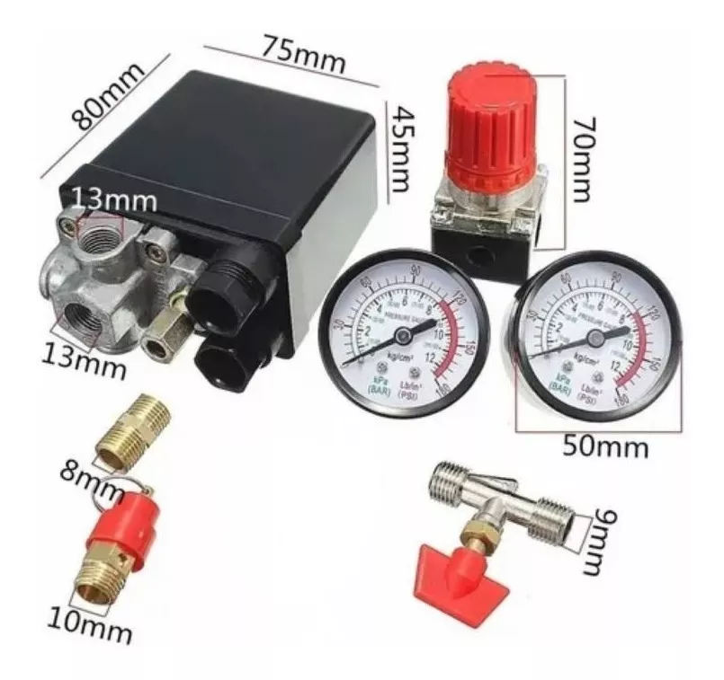 Compresor Aire Válvula Presión 180psi Interruptor Regulador-1