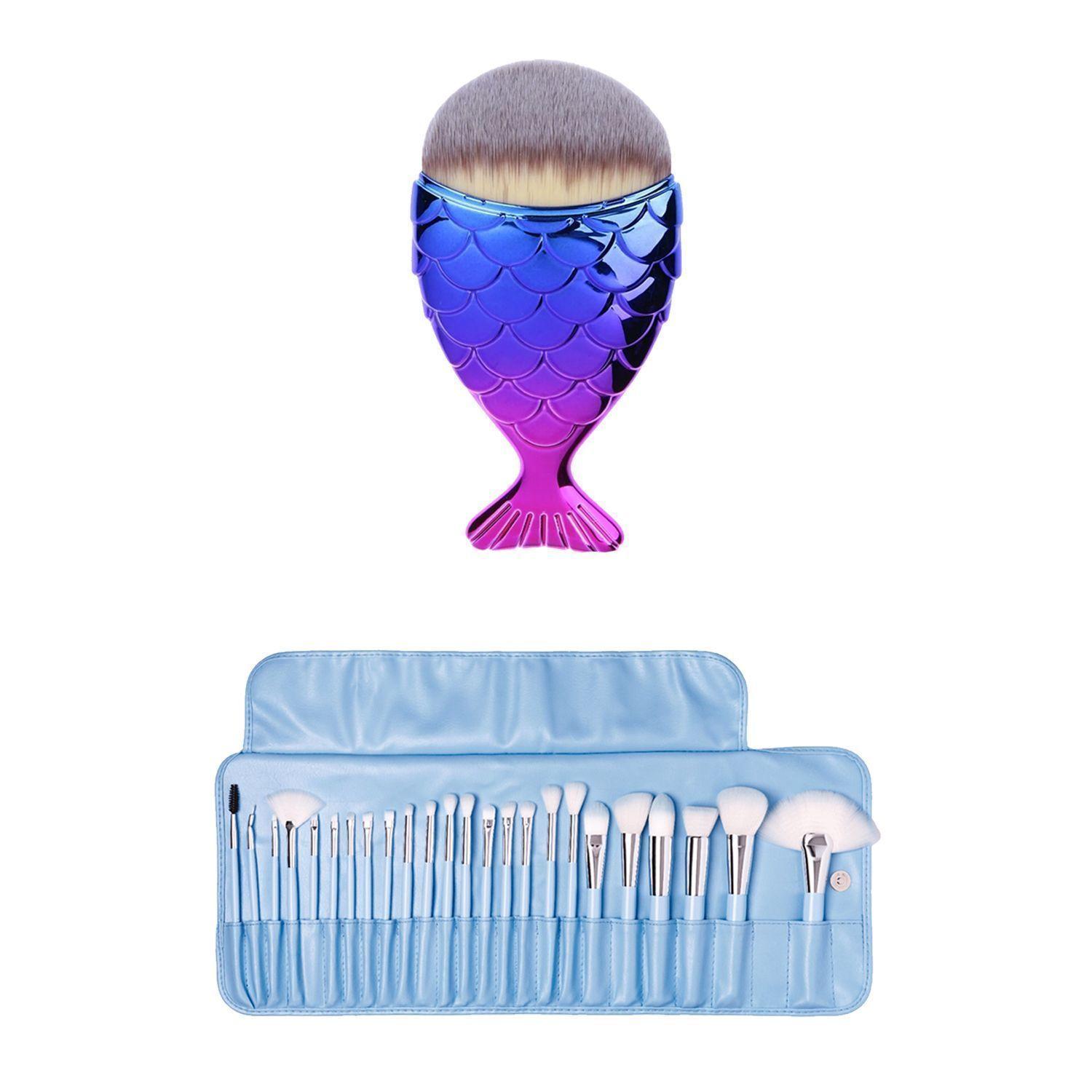 Pack Brocha Estilo Sirena Malú + Set 24 Brochas Pastel Bubble Gun de Beauty Creations-0