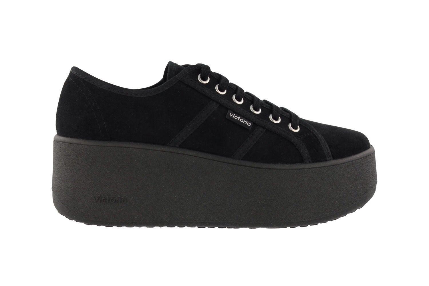Zapatilla Victoria Plataforma Antelina Negra 7 Cm-0