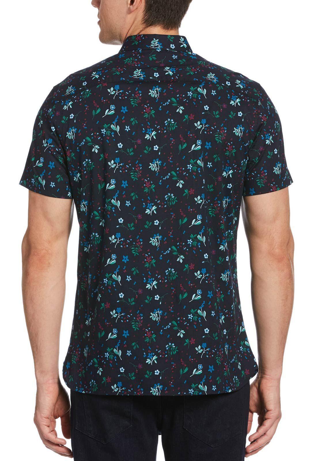 Camisa estampada flores navy-1