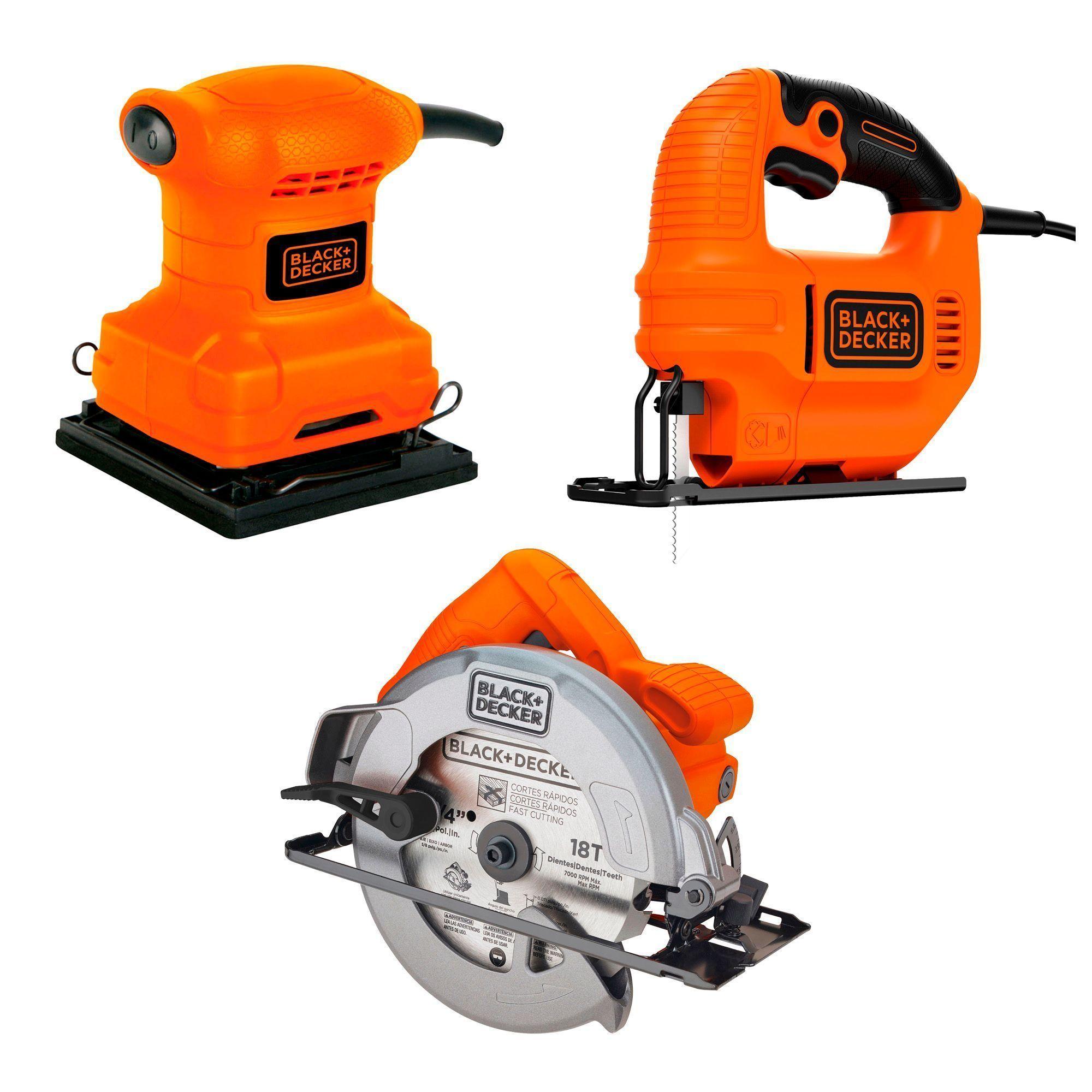 Sierra Circular + Sierra Caladora+ Lijadora Black+decker Cs1004-ks501-bs200-0