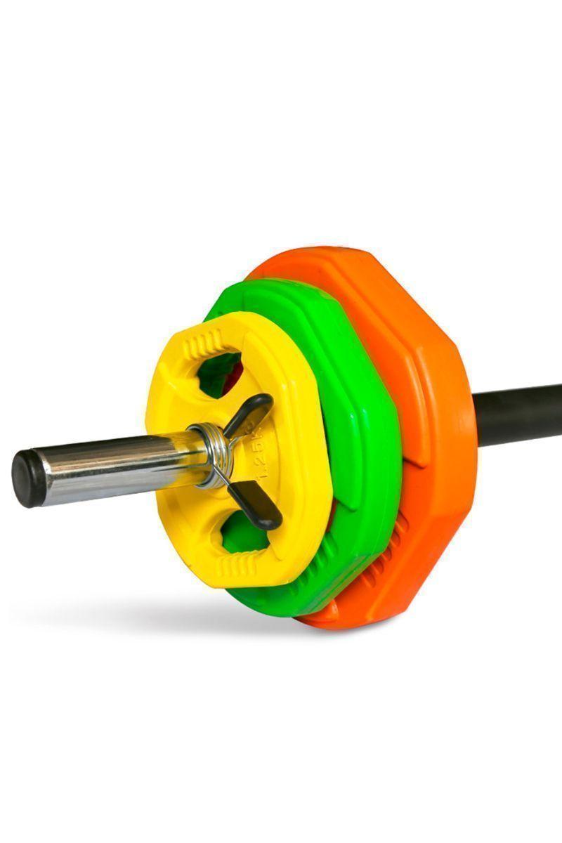 Set Pesas 20 Kg Barra 1,4m Discos Colores-3