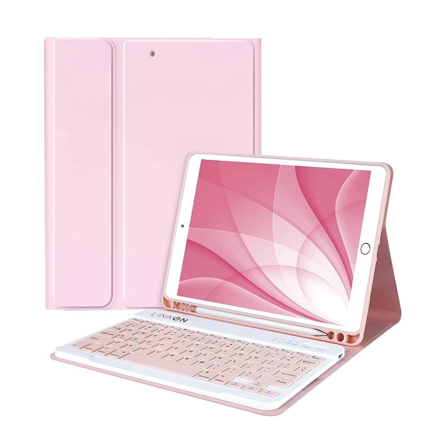 Carcasa Funda Con Teclado Para iPad Linkon Varios Tamaños Pink - 10.2''-0