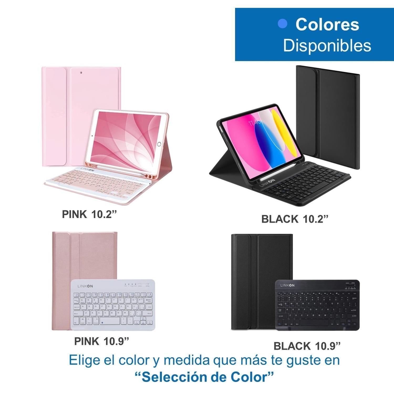 Carcasa Funda Con Teclado Para iPad Linkon Varios Tamaños Pink - 10.2''-8