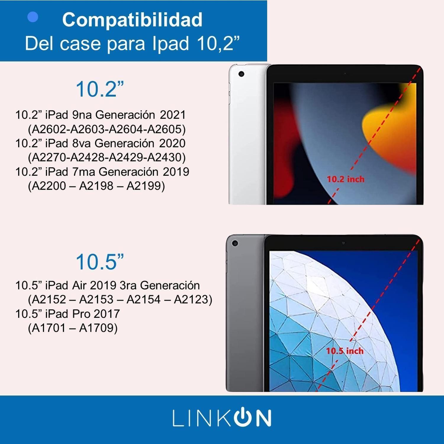 Carcasa Funda Con Teclado Para iPad Linkon Varios Tamaños Pink - 10.2''-7