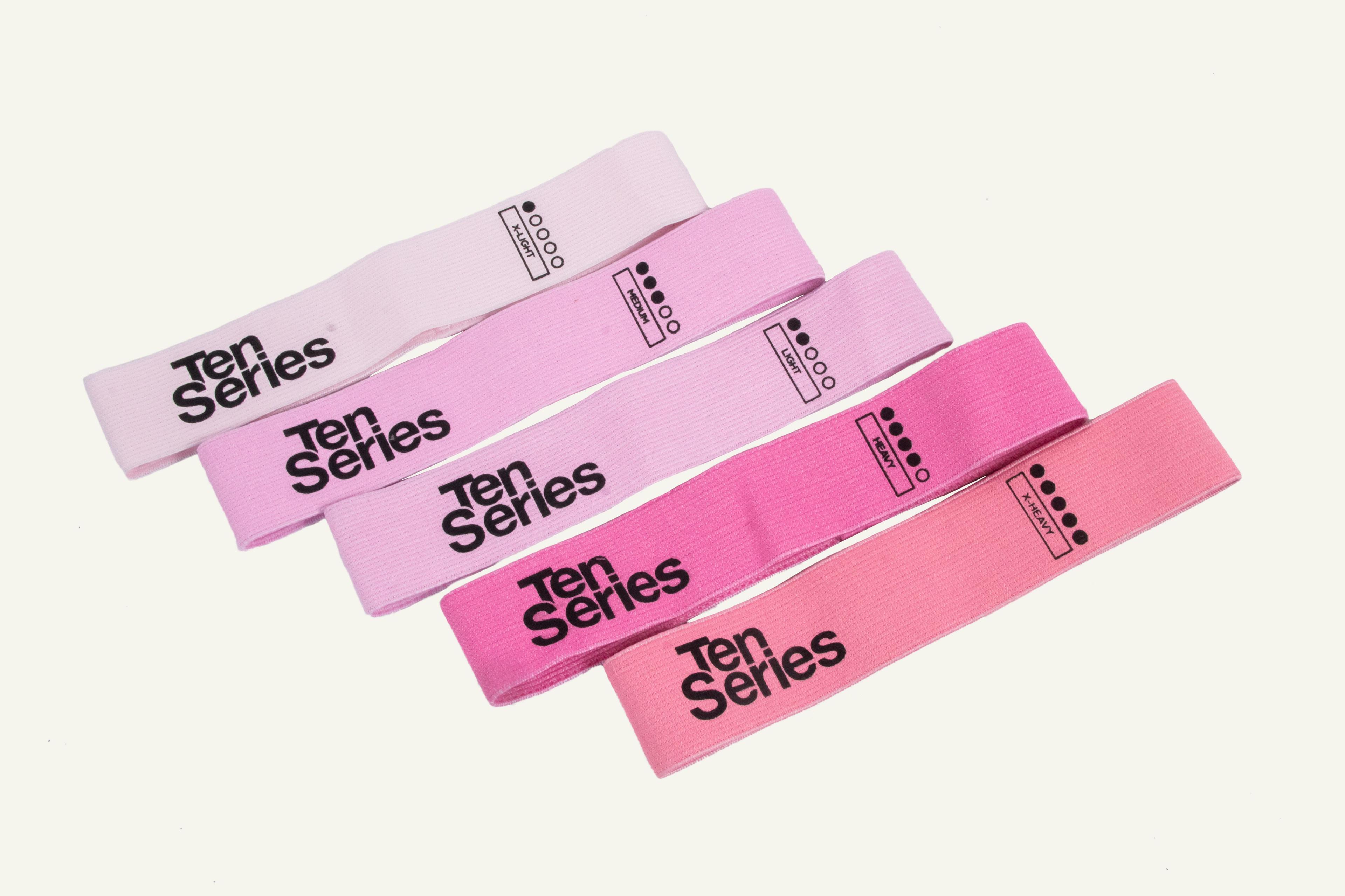 SET 5 BANDAS TEJIDAS PROFESSIONAL RESISTENCE BAND PINK-0