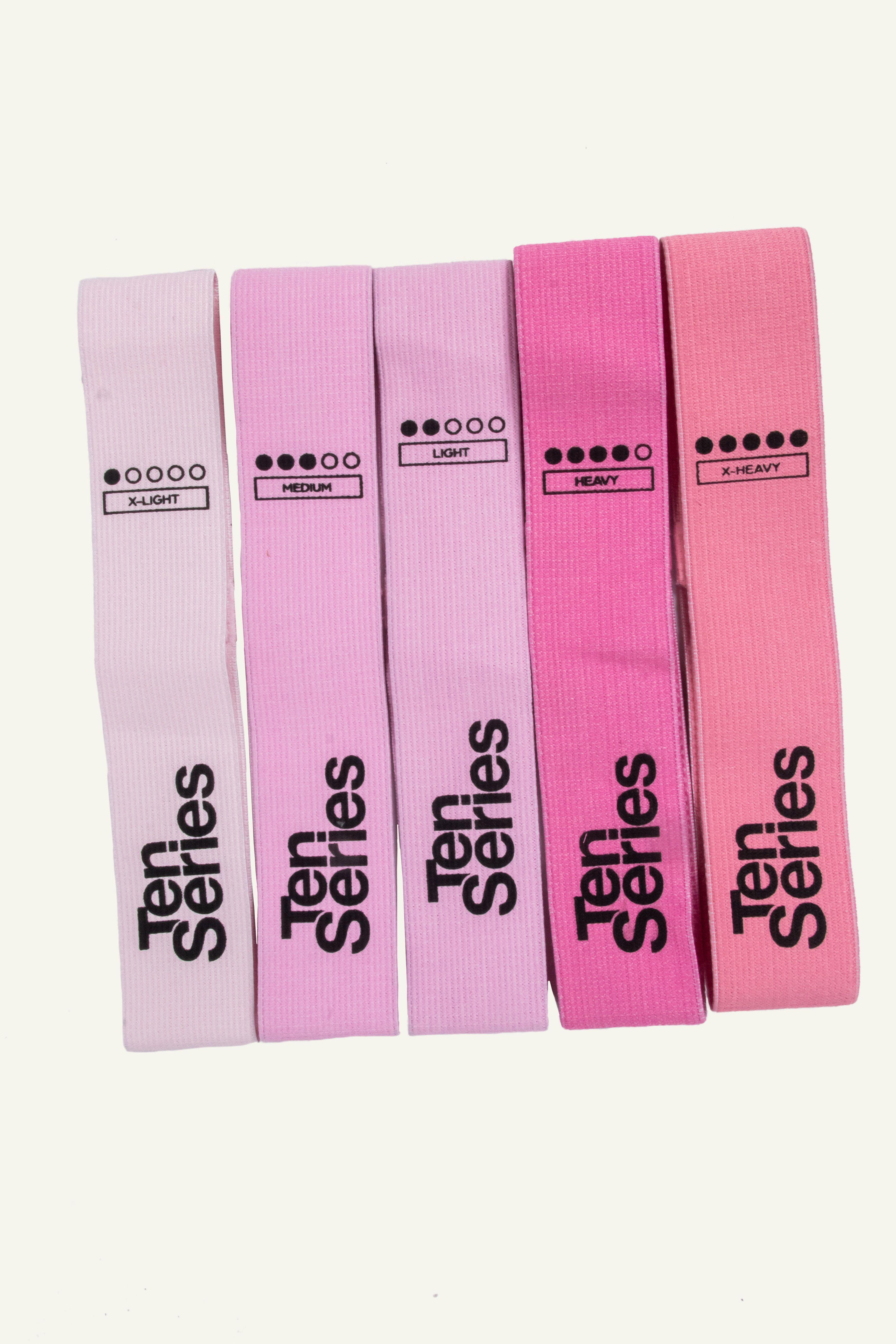 SET 5 BANDAS TEJIDAS PROFESSIONAL RESISTENCE BAND PINK-3