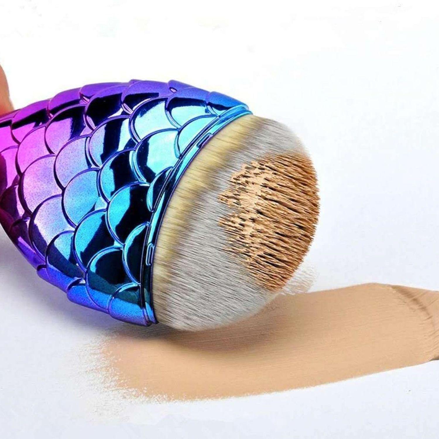 Pack Brocha Estilo Sirena para Maquillaje Malú + Esponja De Maquillaje "Blending Sponge" Con Jabón + Cintillo Spa y Maquillaje-2