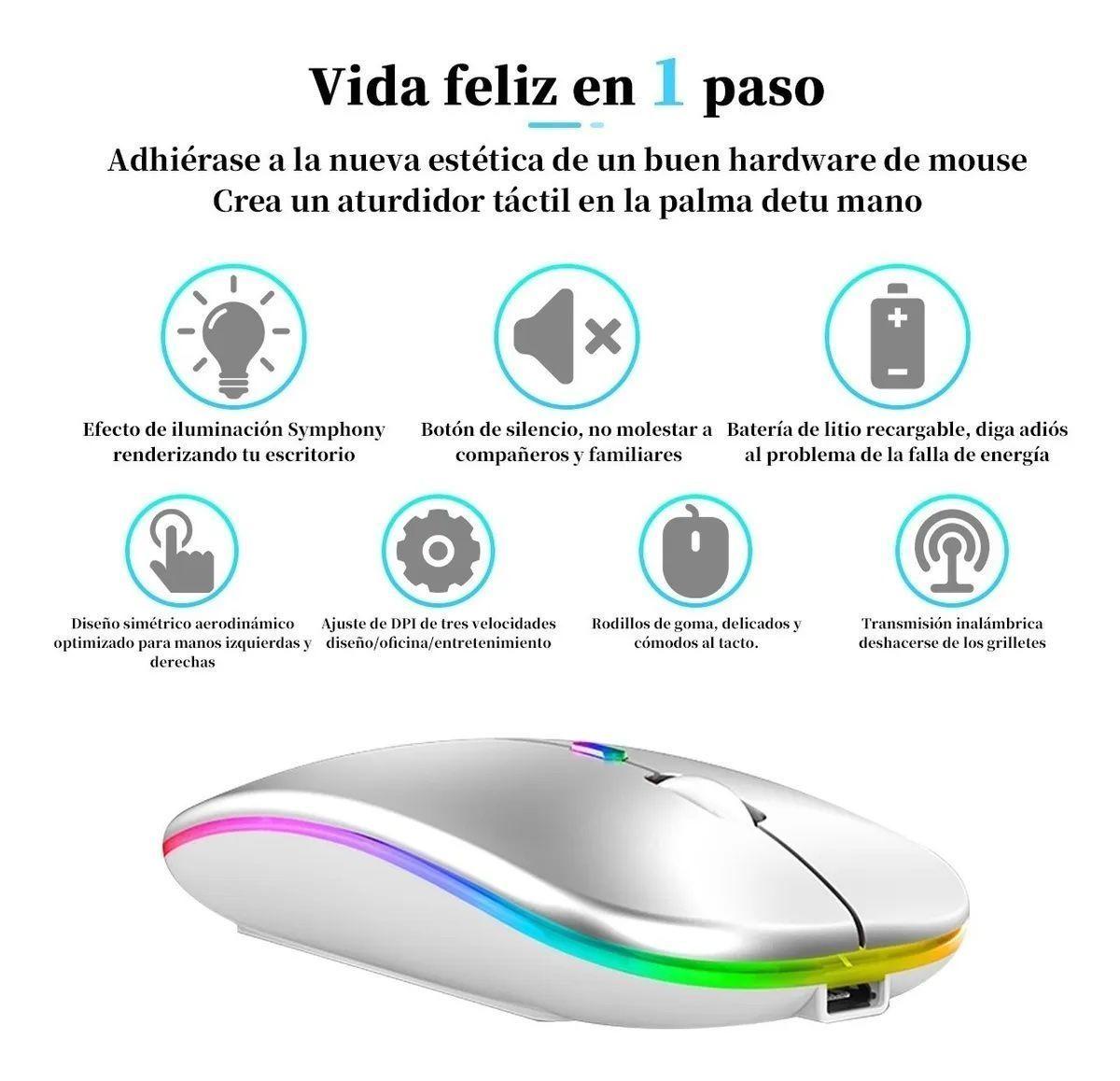 Ratón Dual Inalámbrico Con Bluetooth Y Usb Recargable   (blanco)-1