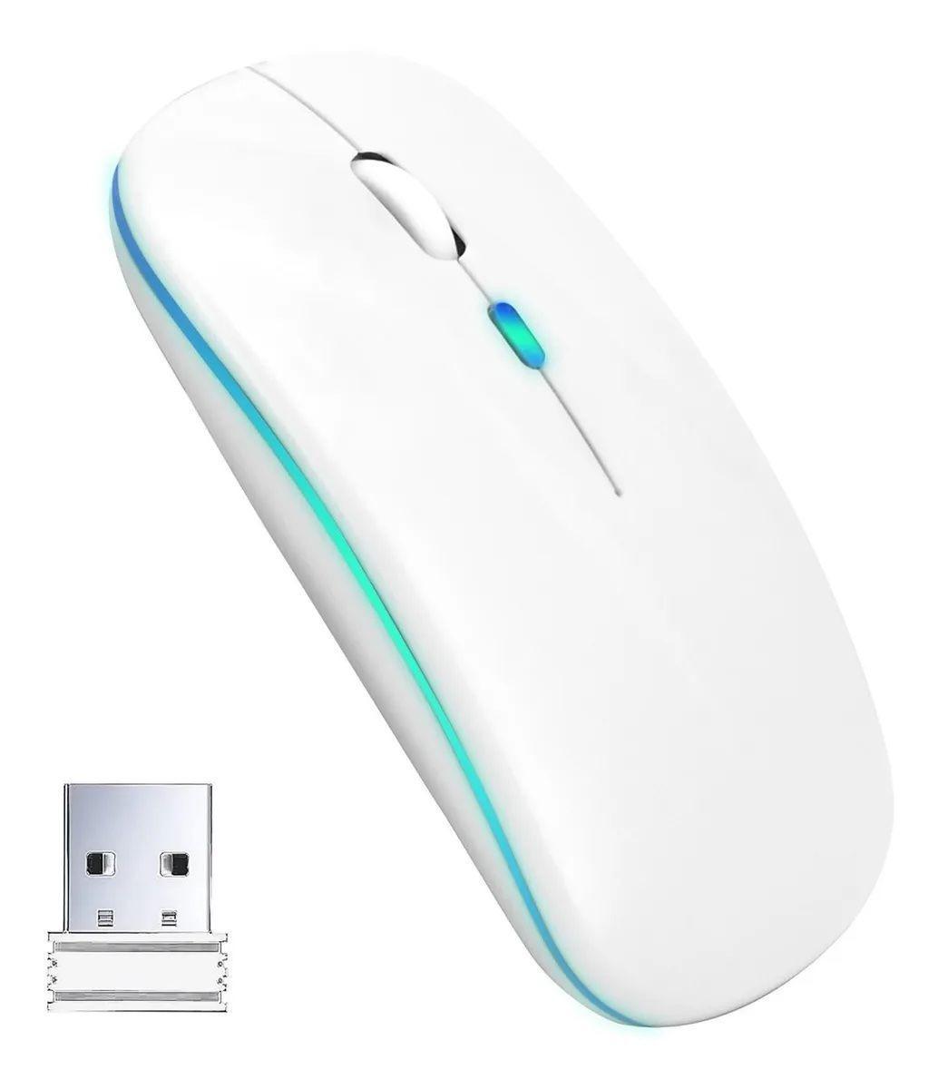 Ratón Dual Inalámbrico Con Bluetooth Y Usb Recargable   (blanco)-0