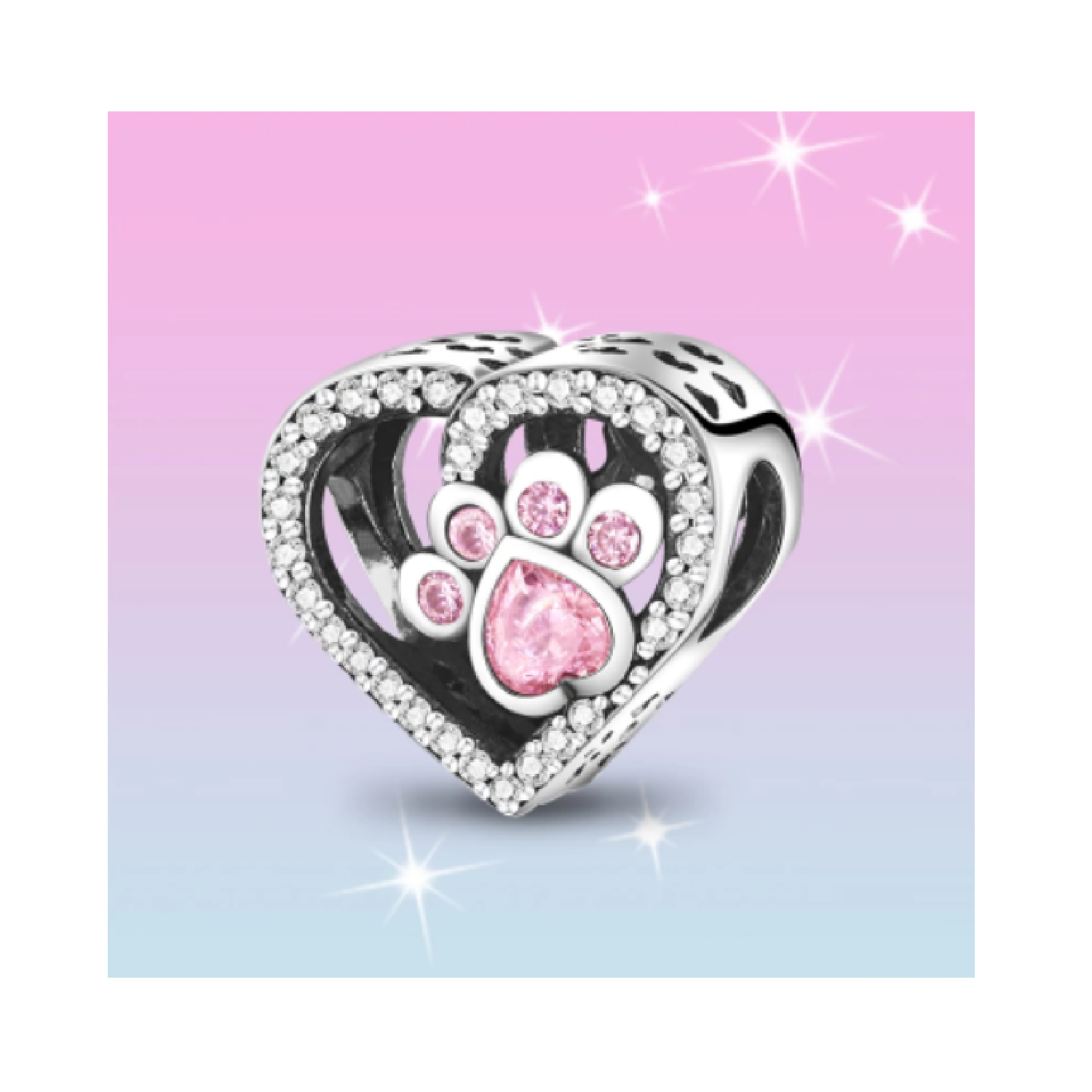 Charm Corazón Canino en Plata Fina 925-2
