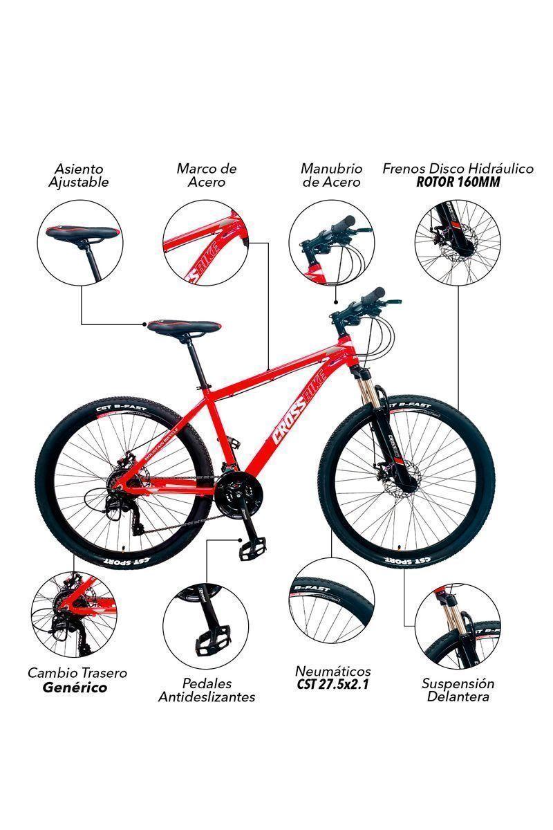 Bicicleta Mountain Bike Challenger Aro 27,5" Rojo-3
