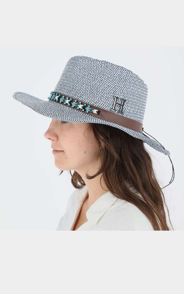 Sombrero Mostacillas Azul Humana-2