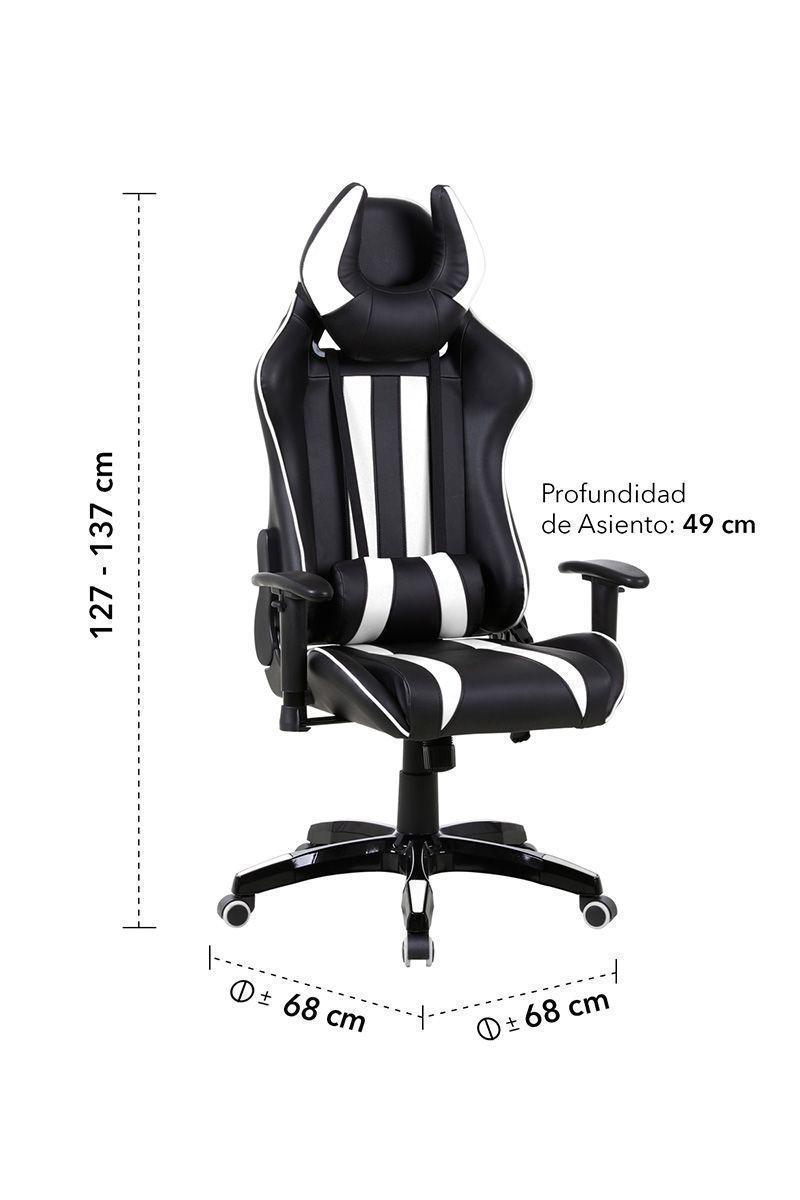 Silla Gamer Racing Reclinable Blanco-2
