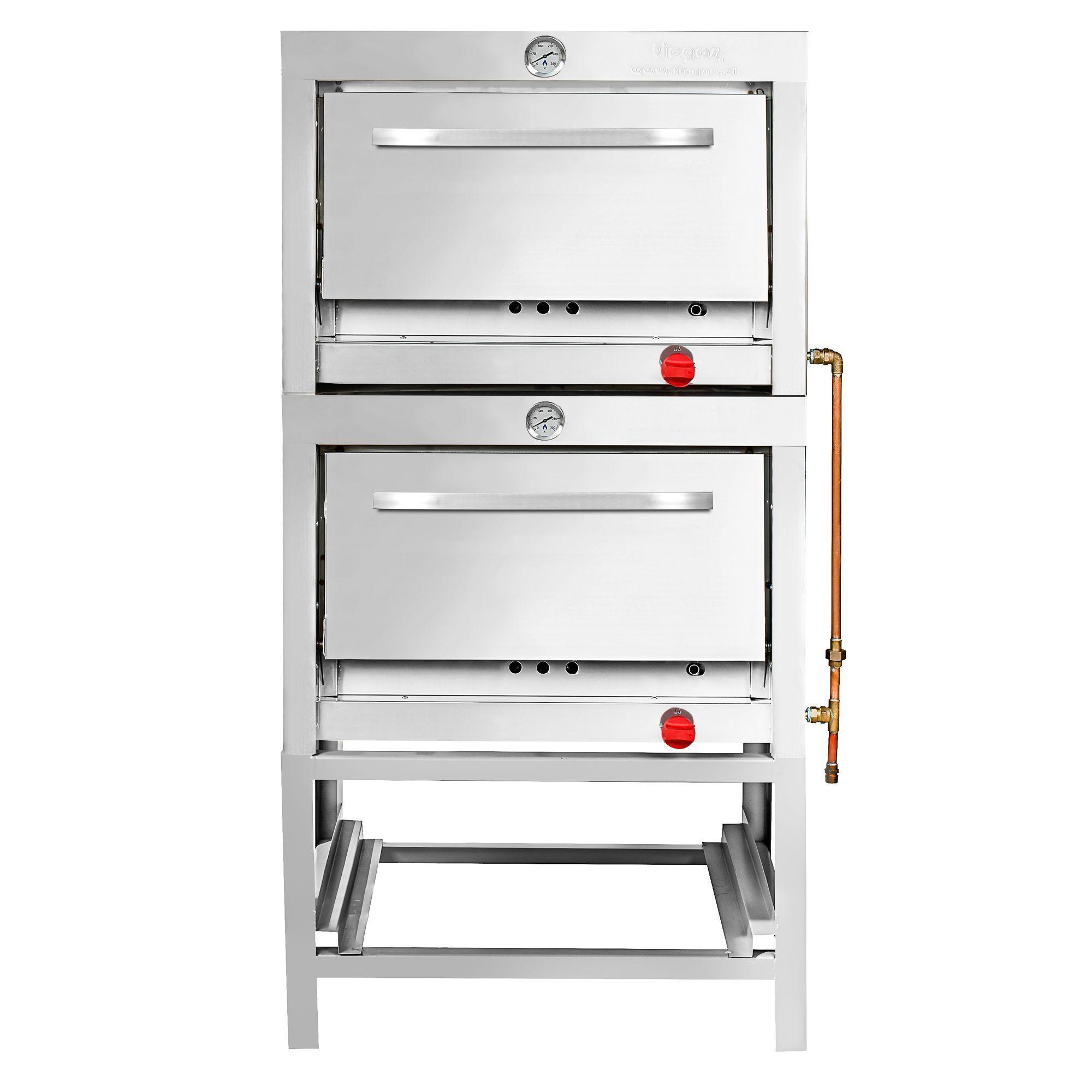 Horno Ticgas 2 Cámara Inox. Industrial. 58x65 gas Natural-0