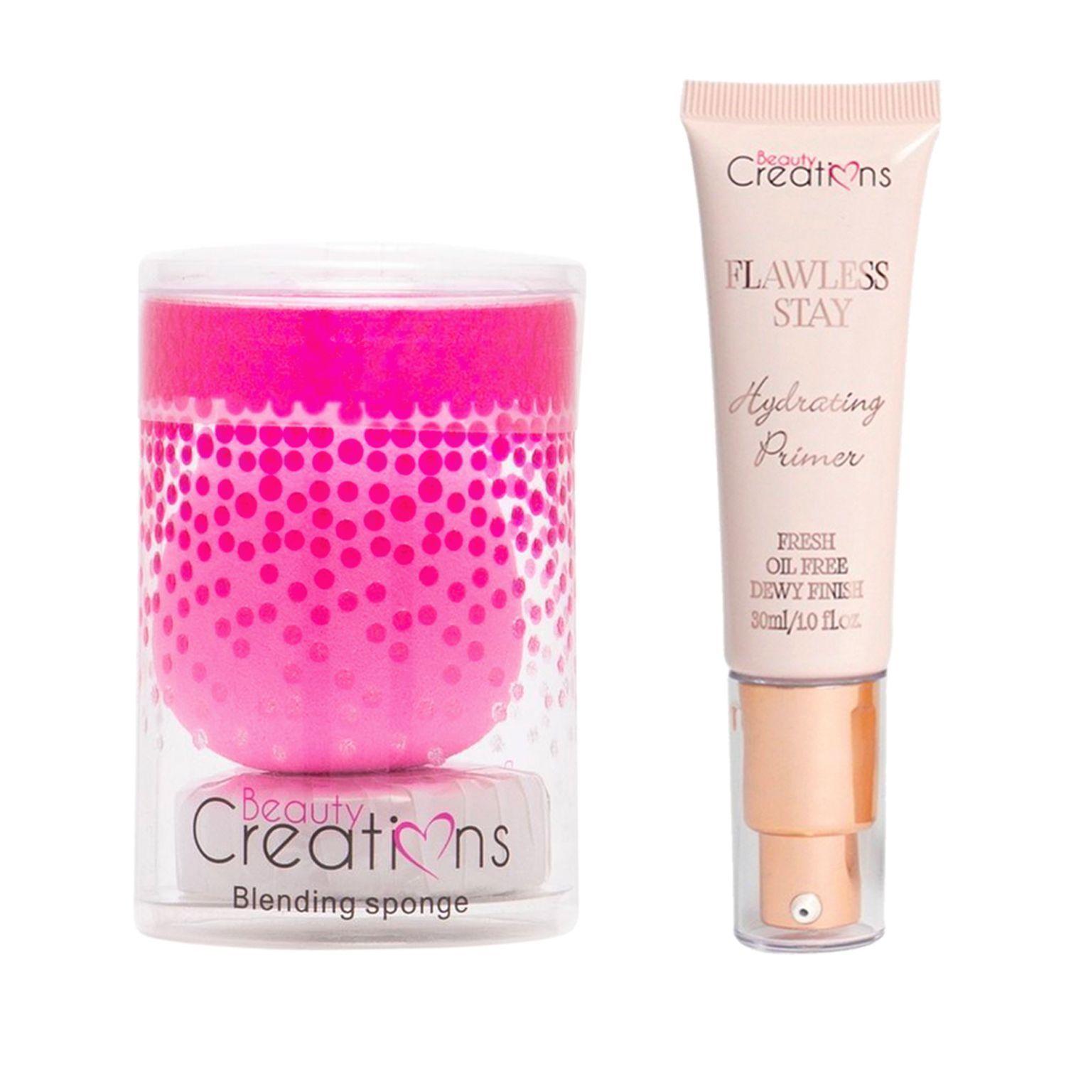 Pack Primer Hidratante Flawless Stay + Esponja De Maquillaje “Blending Sponge” Con Jabón de Beauty Creations-0