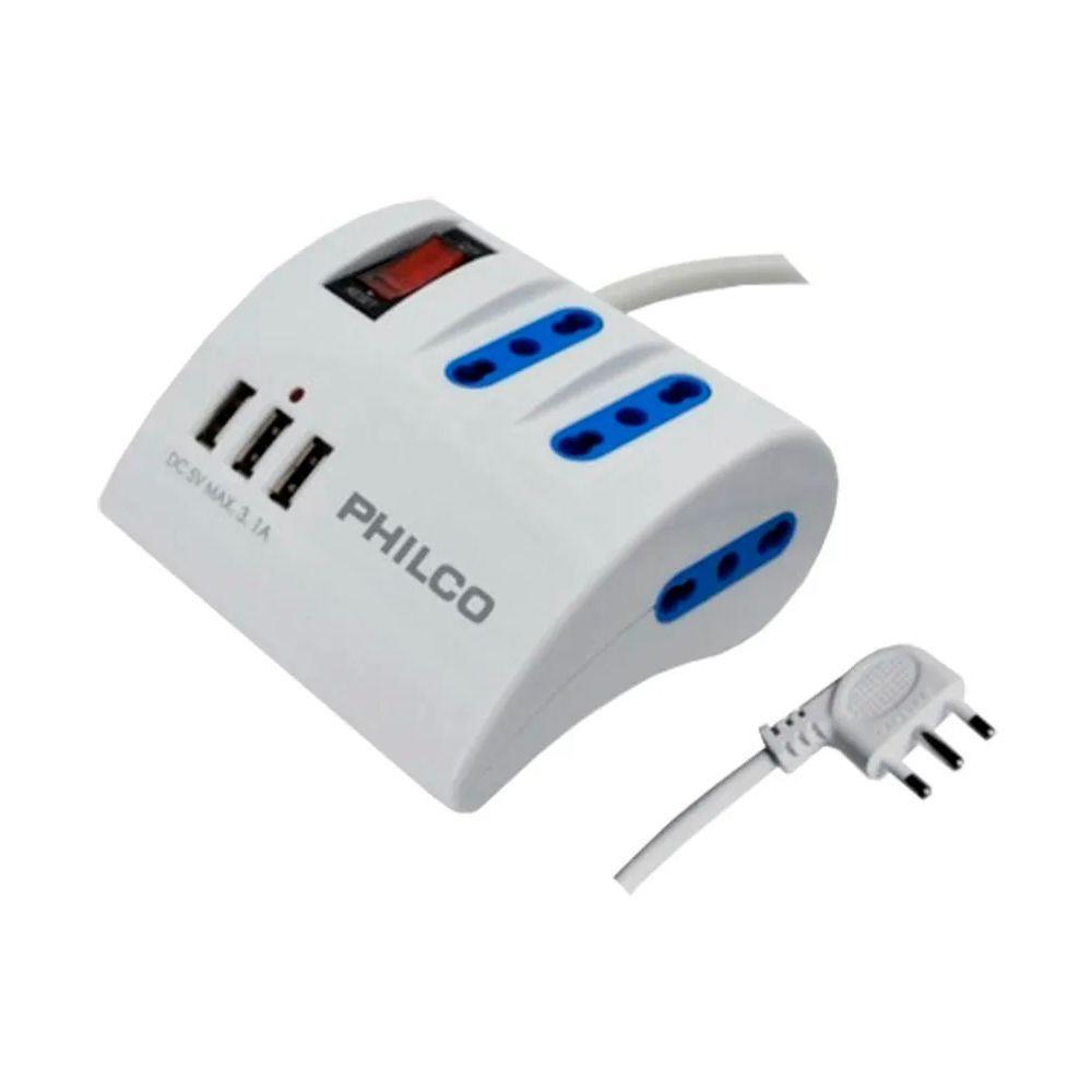 Alargador Philco 1.5mt/ X3 220v / X3 Usb 3.1a/ Interruptor-0