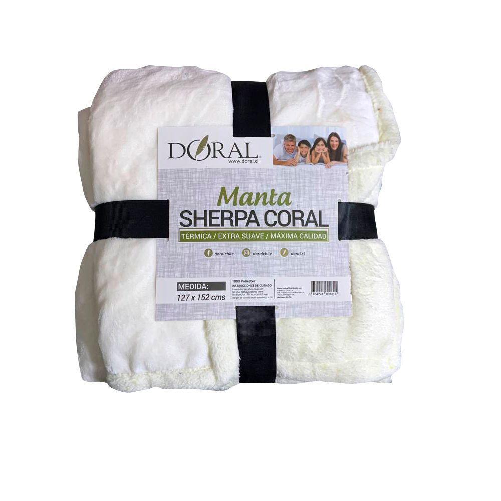 Manta Sherpa Coral Termica 127x152 Cm Doral Blanco-0
