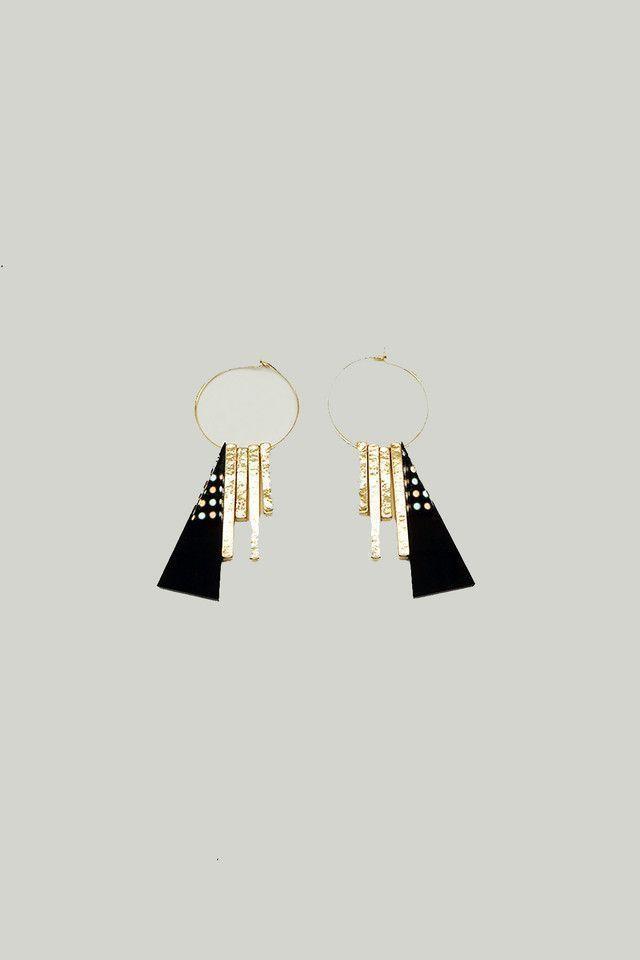 Aros Largos dorados Black and Gold Night ID-0
