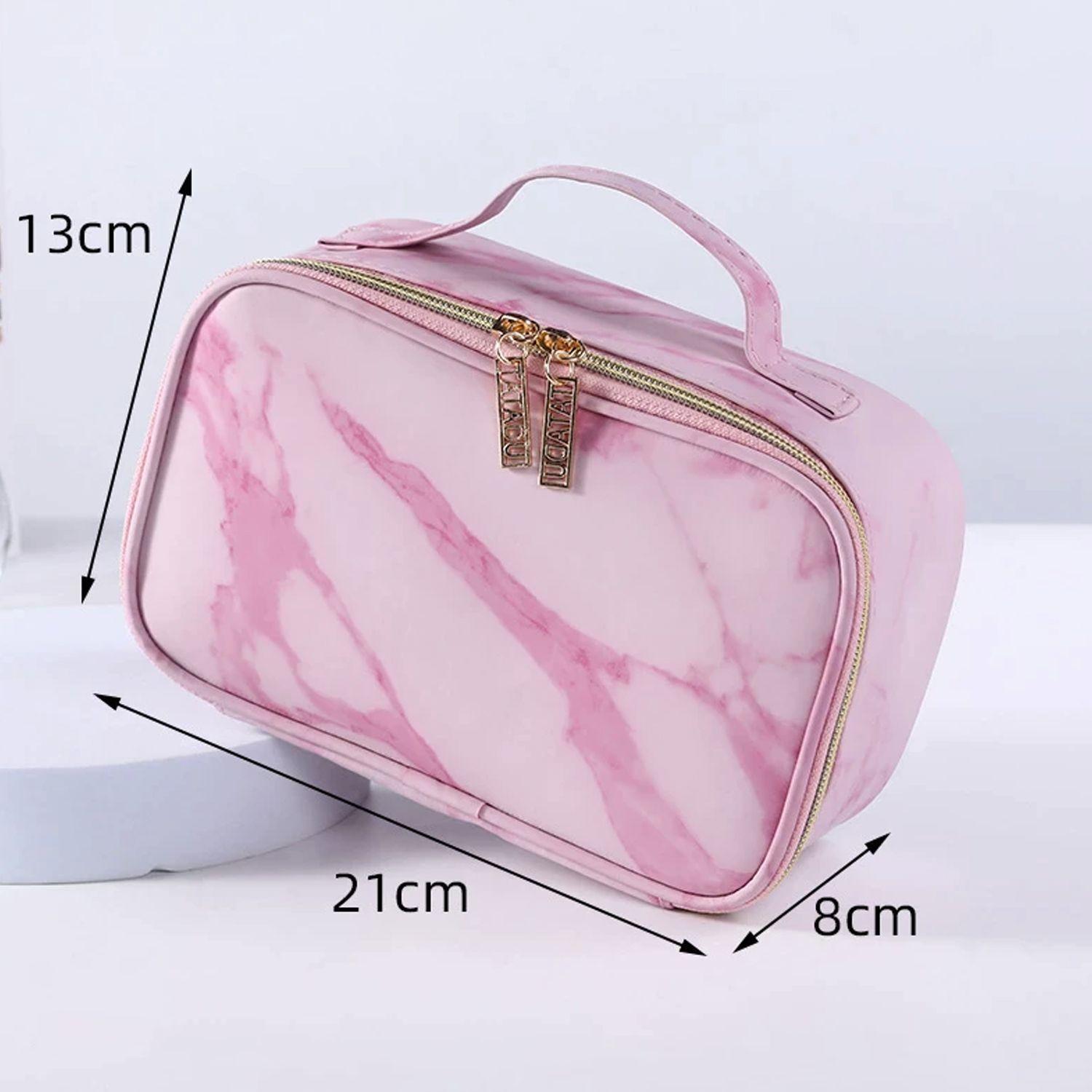 Cosmetiquero Para Maquillaje Diseño Mármol Rosado-3
