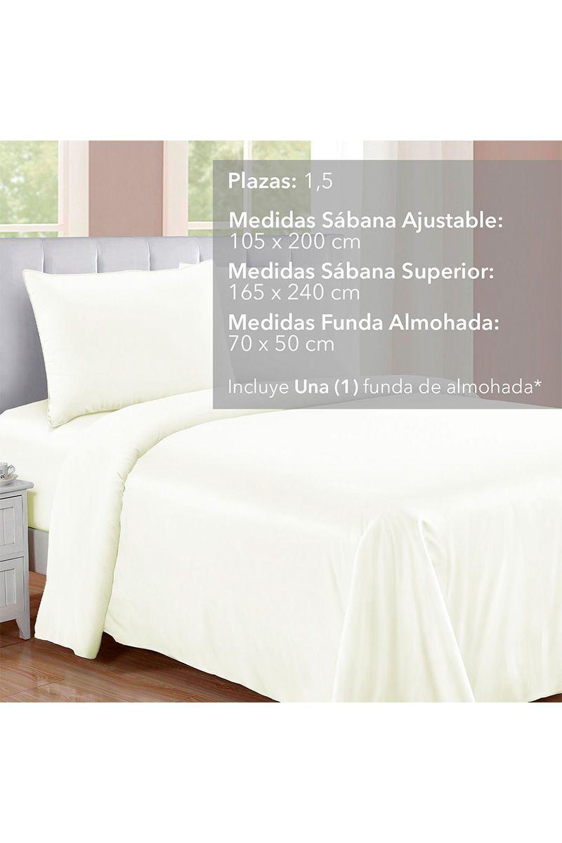 Juego de Sábanas Microfibra 1,5 Plaza Marfil-1