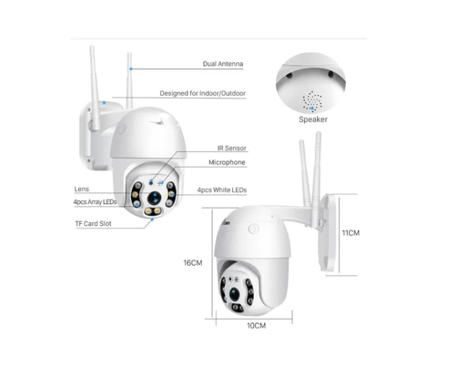 Cámara Ip Wifi Inteligente Exterior Alarma Hd 1080p Zoom-1
