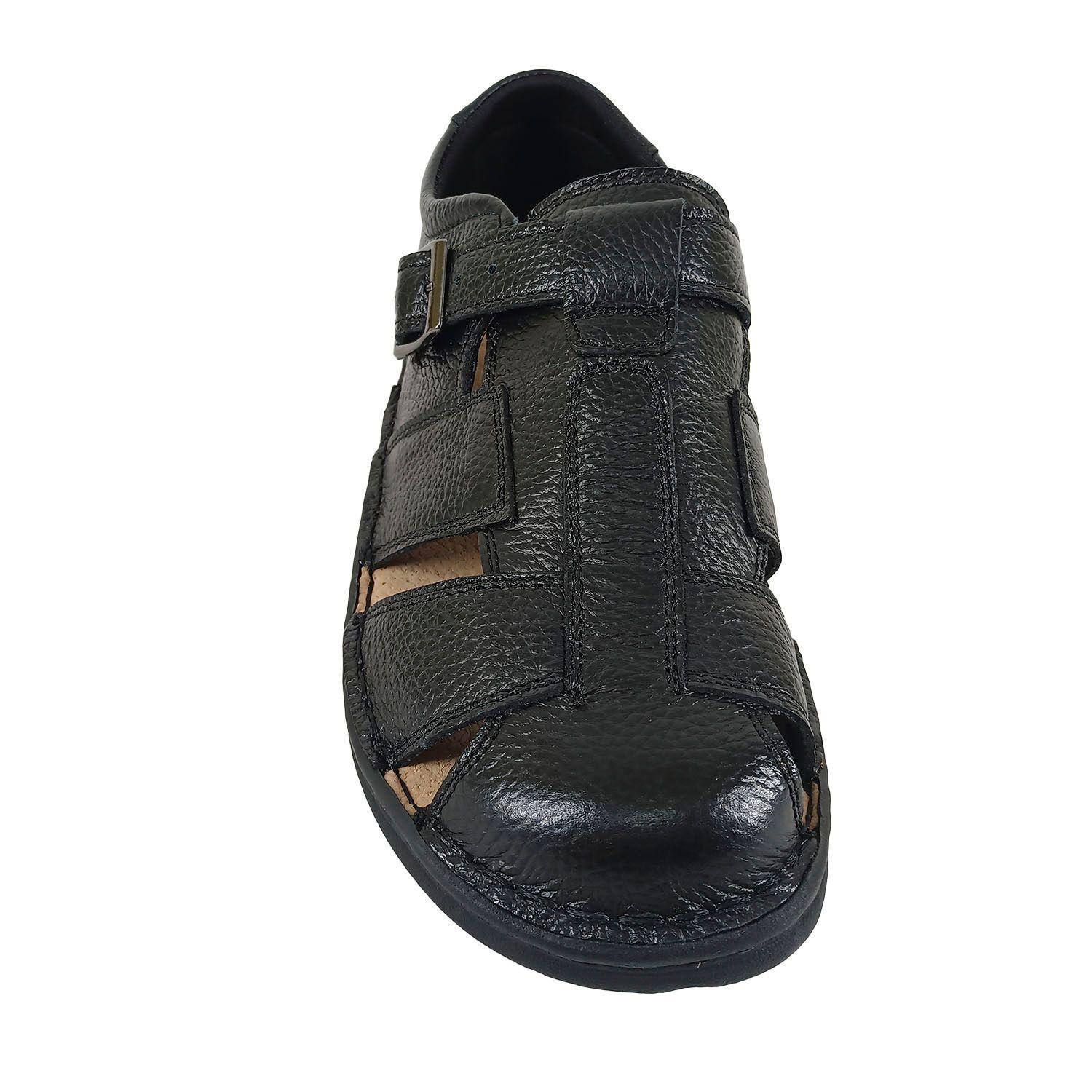 Sandalia de Cuero Hombre 201 Negro-2
