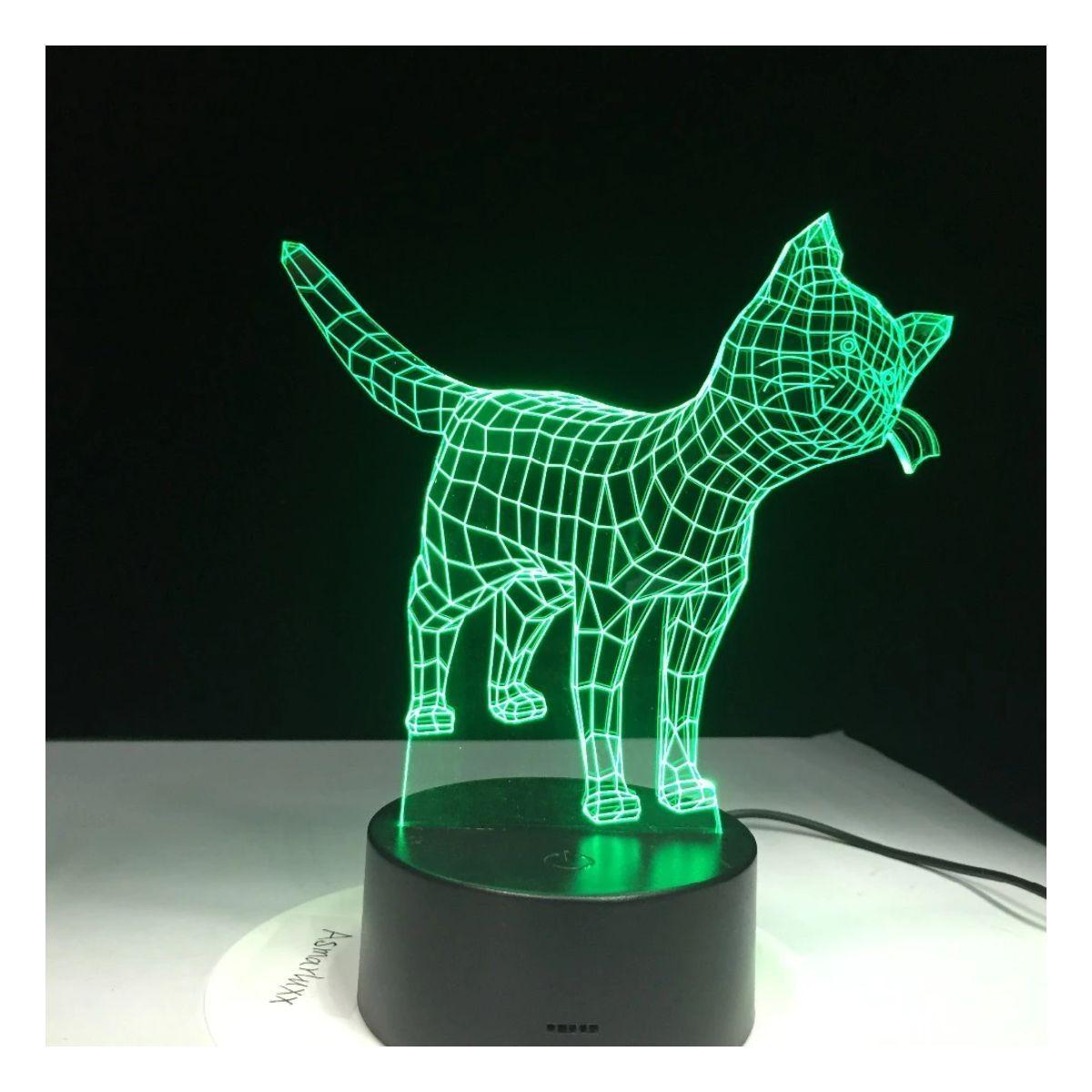 Lámpara Led 3d Lindo Gatito Base Negra con App-3