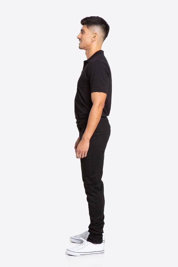 Jeans Hombre Slim Negro Oscuro Liso-4
