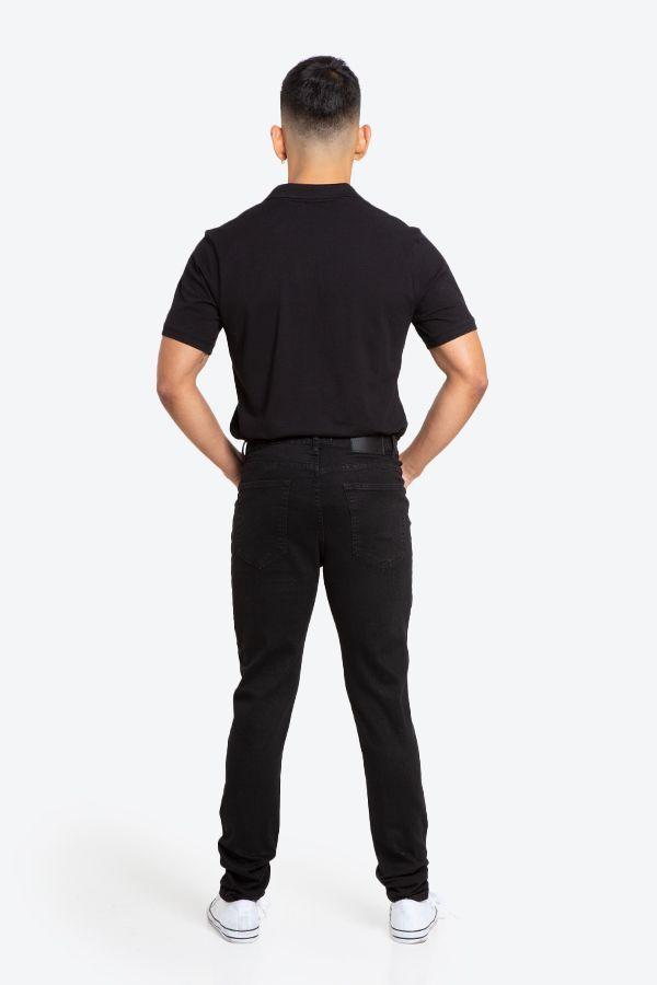 Jeans Hombre Slim Negro Oscuro Liso-5