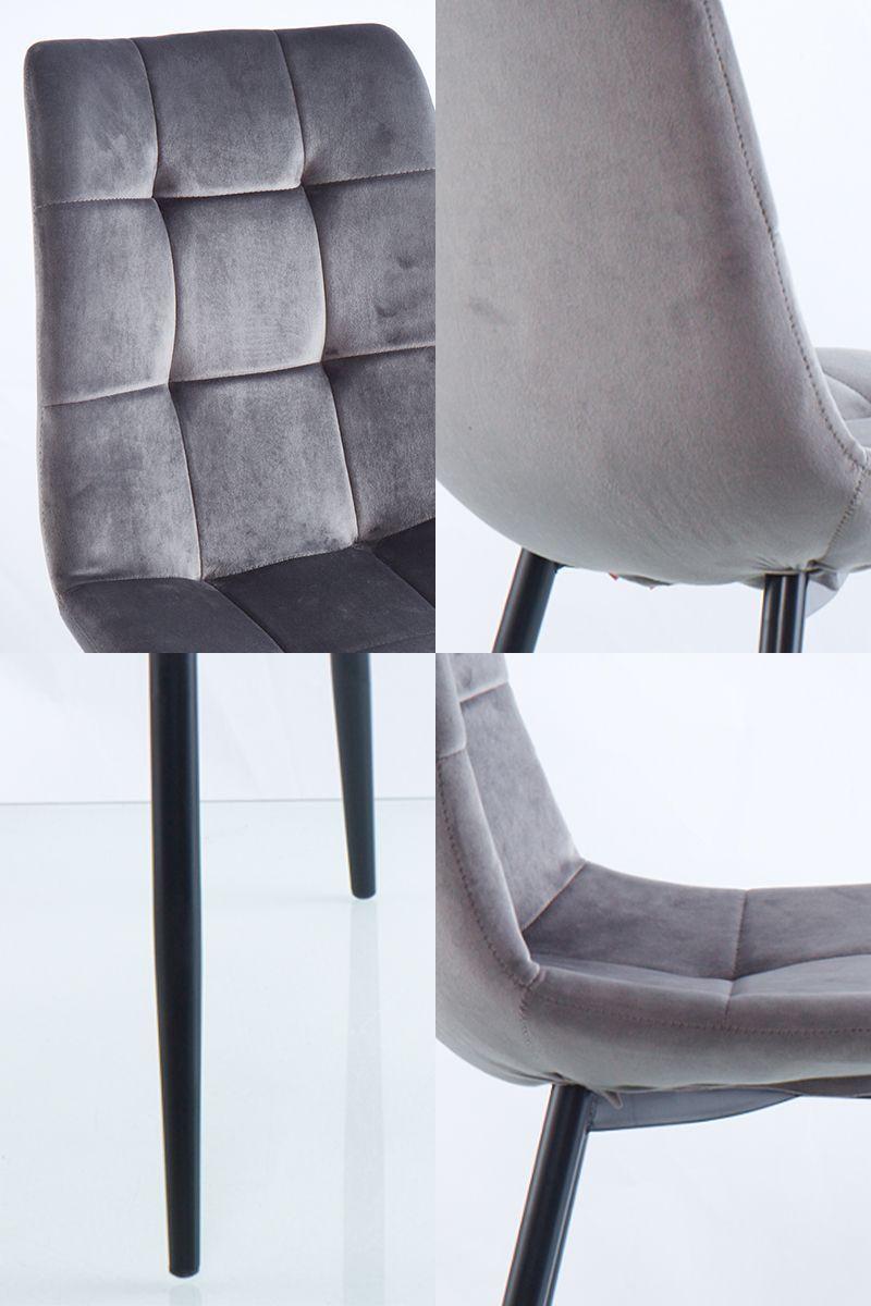 Pack 4 Sillas De Comedor De Terciopelo Gris-4