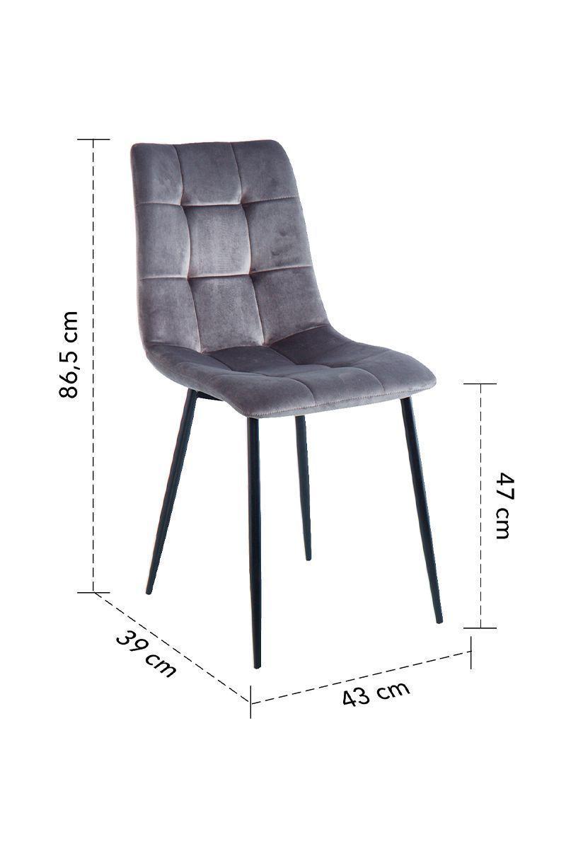Pack 4 Sillas De Comedor De Terciopelo Gris-2