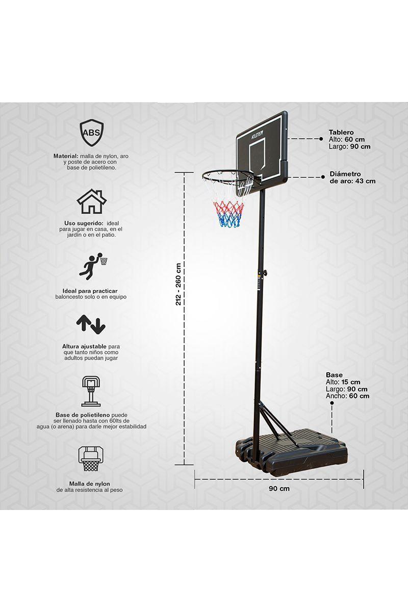 Aro de Basquetball Altura Ajustable 2.6 mt Negro-2