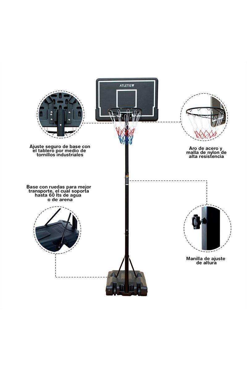 Aro de Basquetball Altura Ajustable 2.6 mt Negro-3