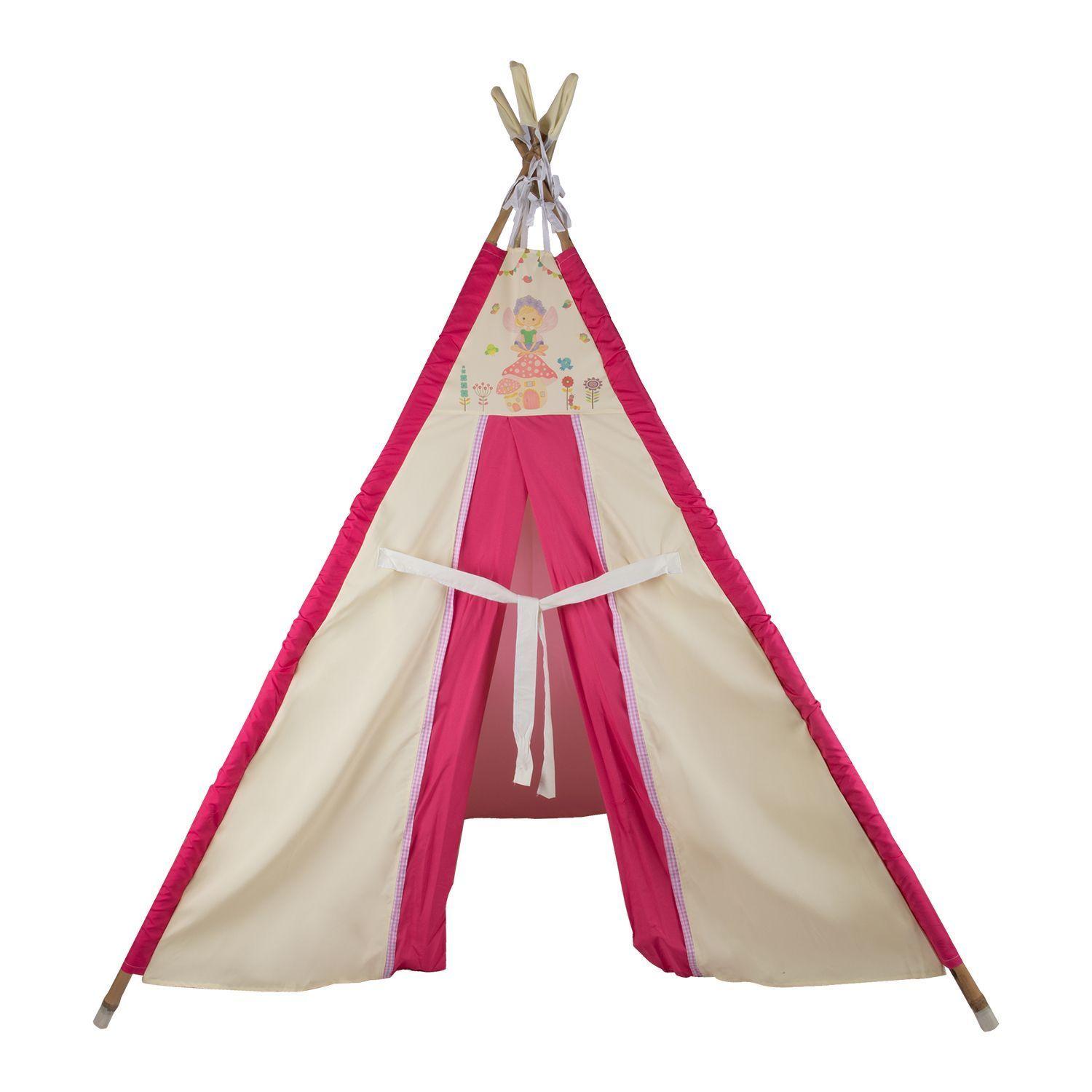Carpa Tipi Hadas Blanca-Rosada Textil 120x170x180 cm Máxima Design-2