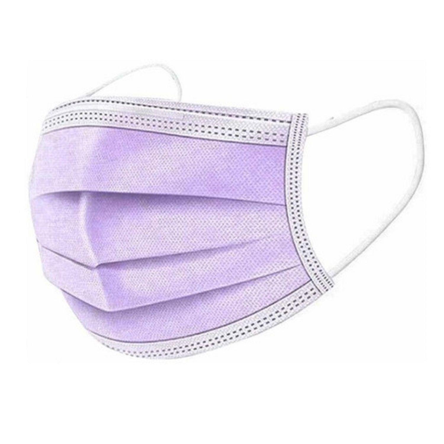 Caja 50 mascarillas Faciales 3 Pliegues Morado-0