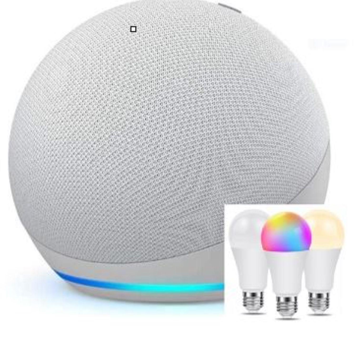 Pack Amazon Echo Dot 4th asistente virtual Alexa  Blanco + 3 Ampolleta-0