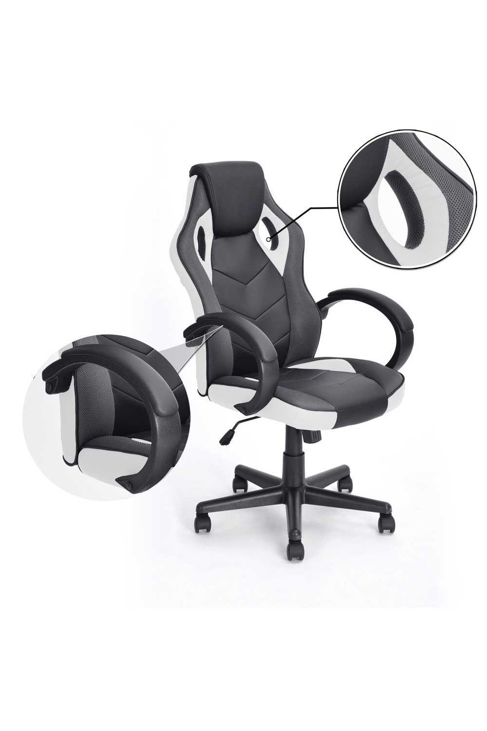 Silla Gamer PU Flow Ergonómica Escritorio - Blanco-3