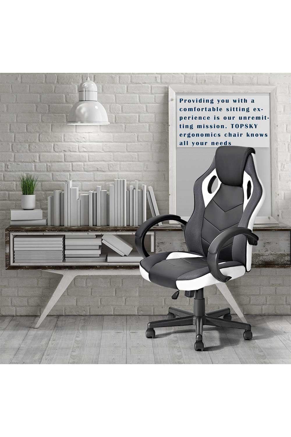 Silla Gamer PU Flow Ergonómica Escritorio - Blanco-5