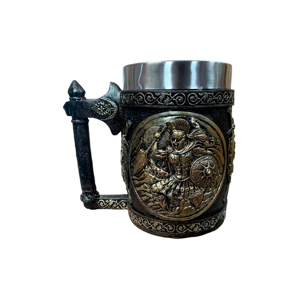 Tazón Mug Calavera Guerrero Vikingo Acero Inoxidable 600ml-0