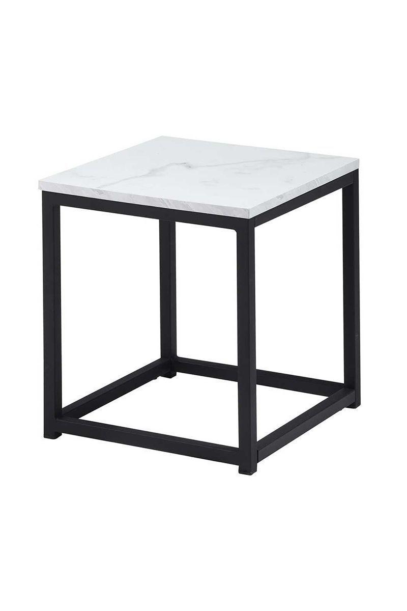 Mesa Lateral Cuadrada Base de Metal Emporio Blanco-0