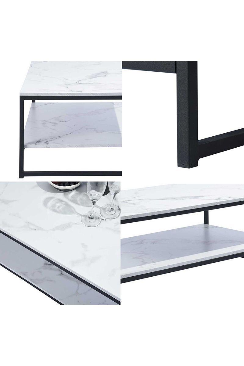 Mesa Lateral Cuadrada Base de Metal Emporio Blanco-4