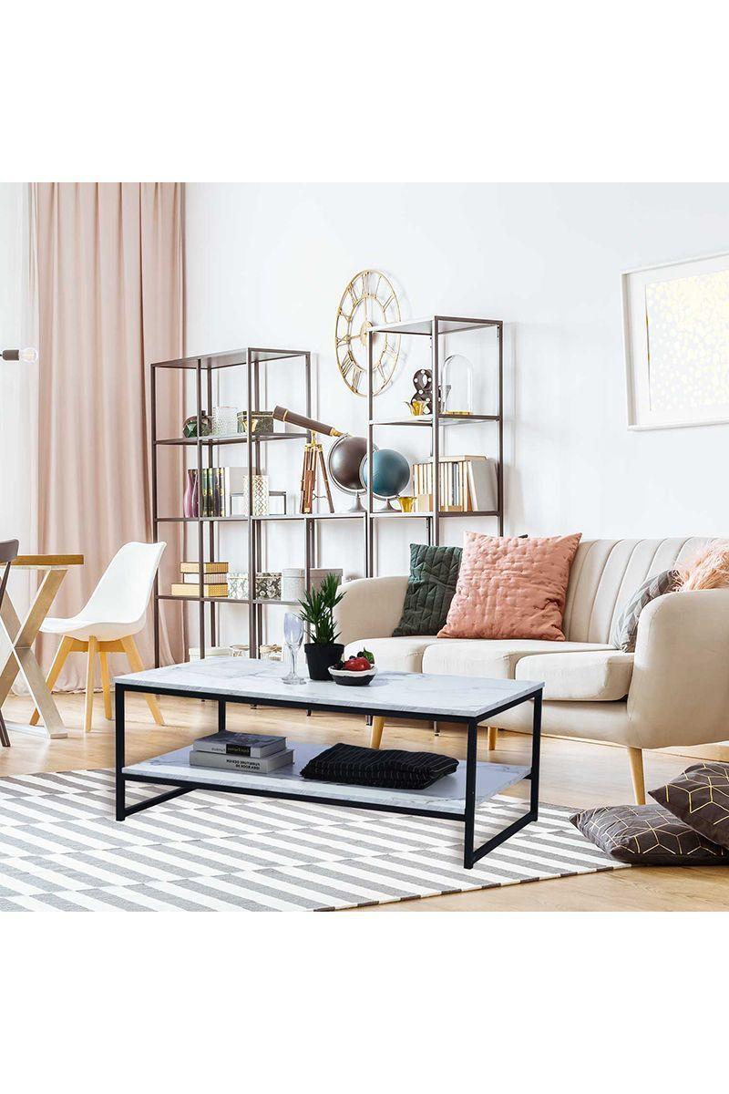 Mesa Lateral Cuadrada Base de Metal Emporio Blanco-1