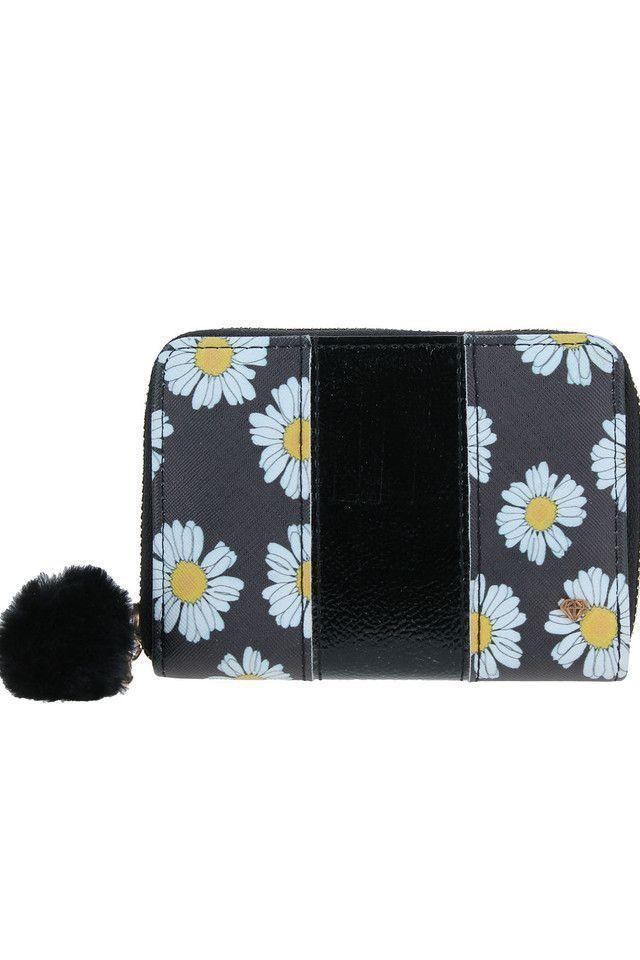 Billetera Mediana Negra Daisy iD-0
