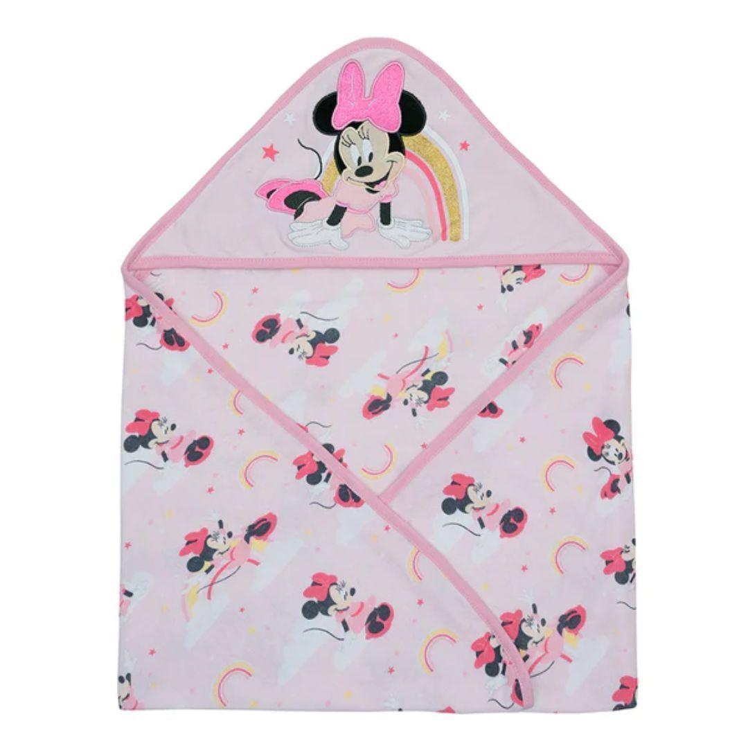 Toalla rosada con capucha para bebé Minnie-0