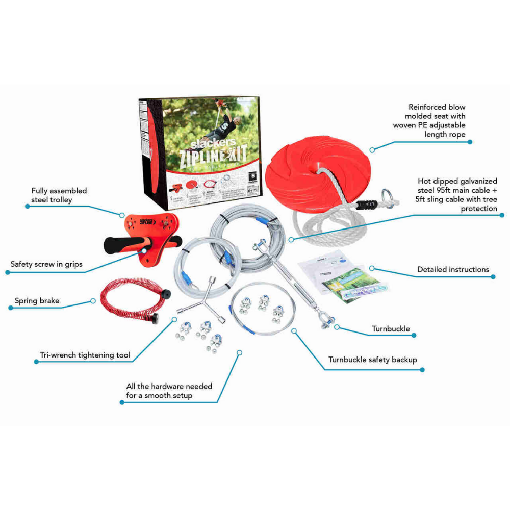 Kit Tirolesa 27 m con Freno Eagle Zipline 90 Ft-5