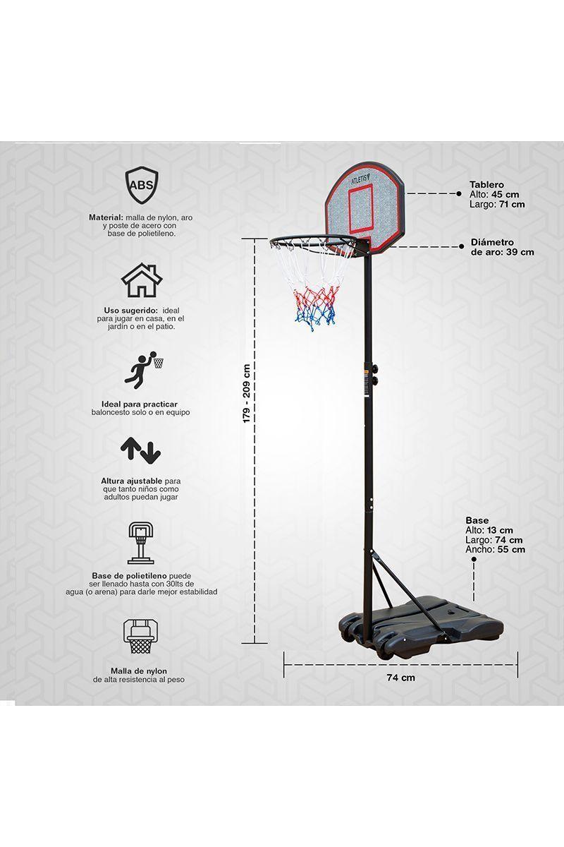 Aro de Basquetball Altura Ajustable 2.1 mt Gris-2