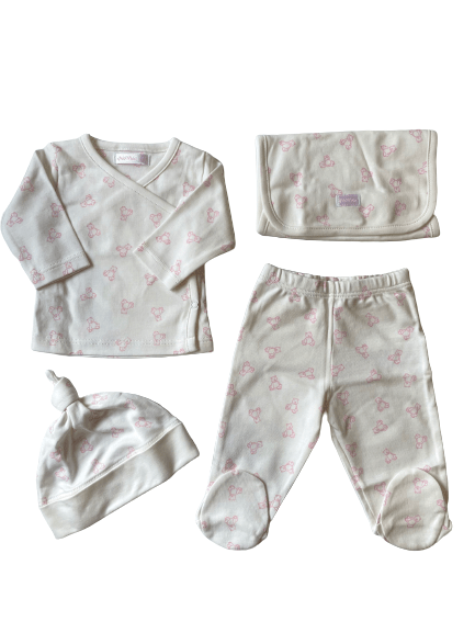 AJUAR BEBE X 4 CONJUNTO OSITOS ROSADO-0