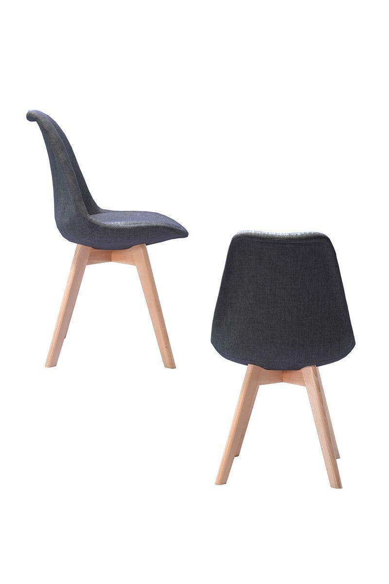 Pack 2 Silla Comedor Tulip de Tela con Cojín Gris-3