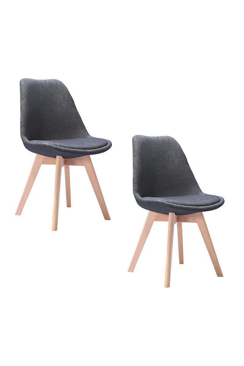 Pack 2 Silla Comedor Tulip de Tela con Cojín Gris-0